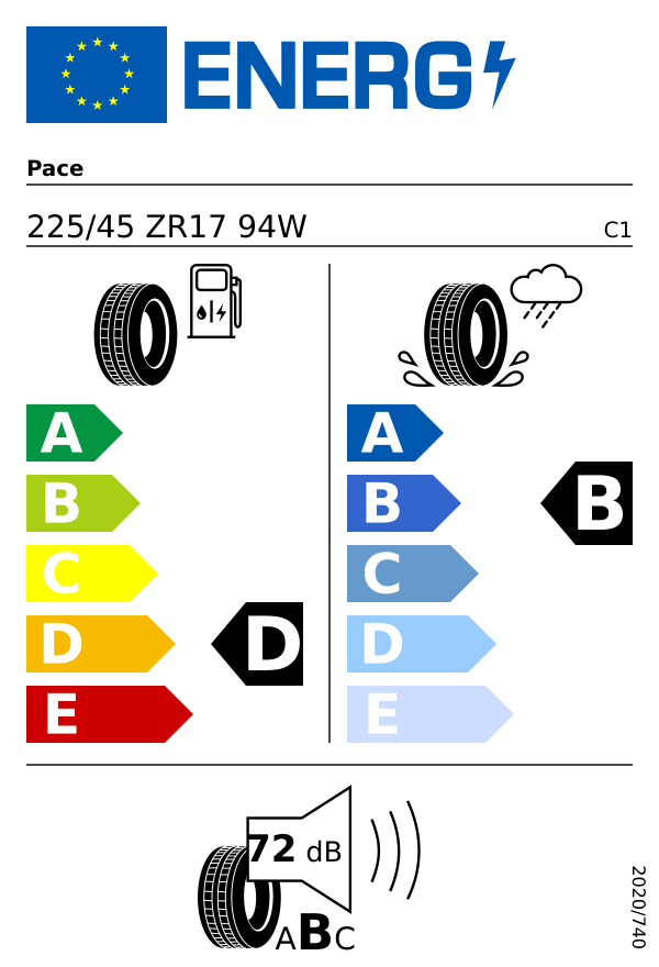 EU-Reifenlabel für PACE ALVENTI 225/45 R17 94W
